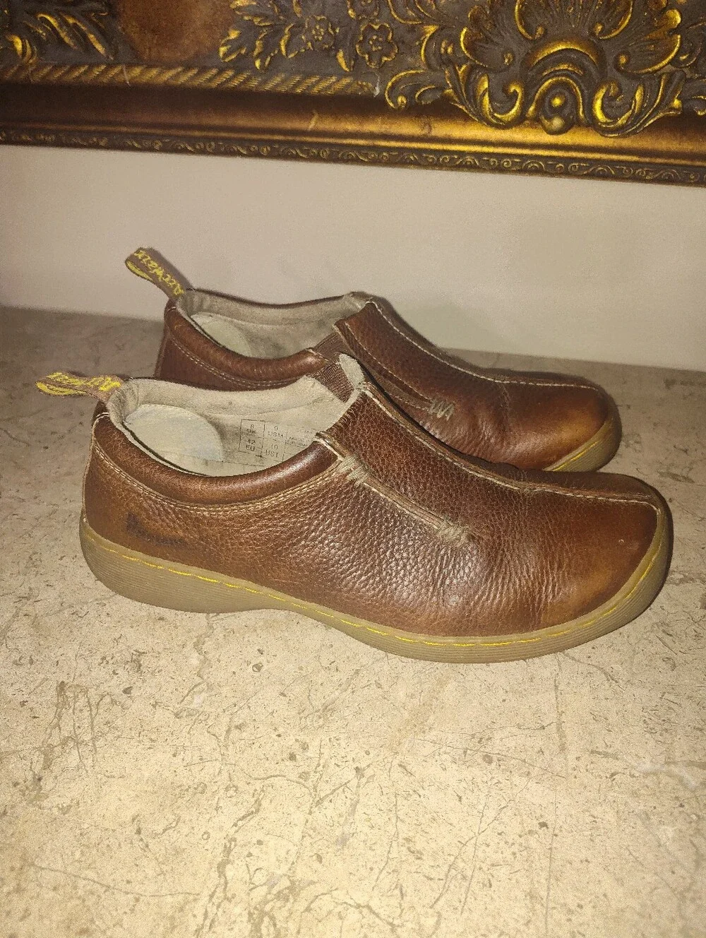 Vintage Dr Martens Brown Slip-On Unisex  Leather Casual Shoes